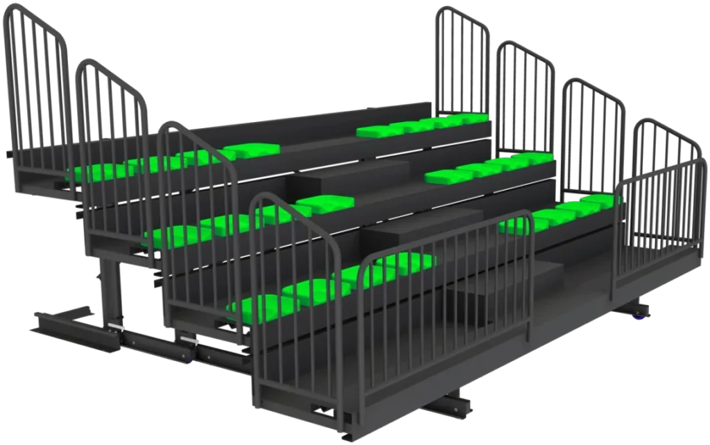 Graderío retráctil con el balizado LED verde encendido